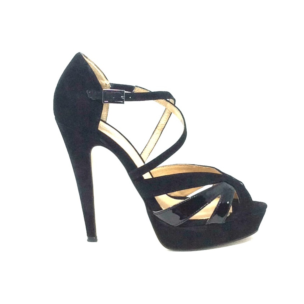 Black Aldo Strappy Platform Peep Toe Heels SIZE 10